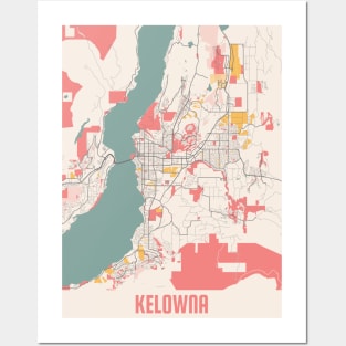 Kelowna - Canada Chalk City Map Posters and Art